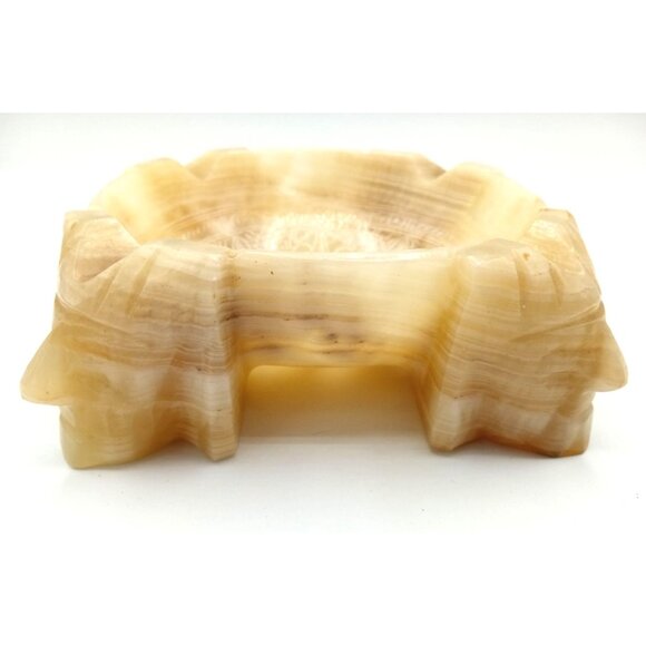 Vintage Onyx Aztec Calendar Carved Ashtray Marble Mexico Mid Century Decor Heavy - Picture 8 of 13